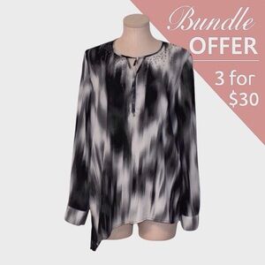 Rafaella Rhinestone Asymmetrical Tunic Top Blouse
